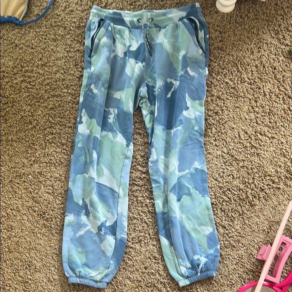 Athleta Blue and Green Camouflage Joggers